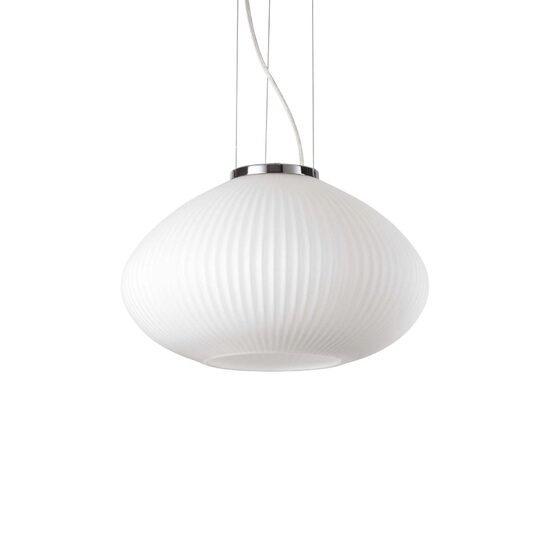 Lustra moderna cromata abajur sticla 1xE27/60W, PLISSE' SP1 D35 285184 Ideal Lux