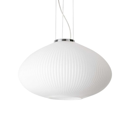 Lustra moderna cromata abajur sticla 1xE27/60W, PLISSE' SP1 D45 264523 Ideal Lux