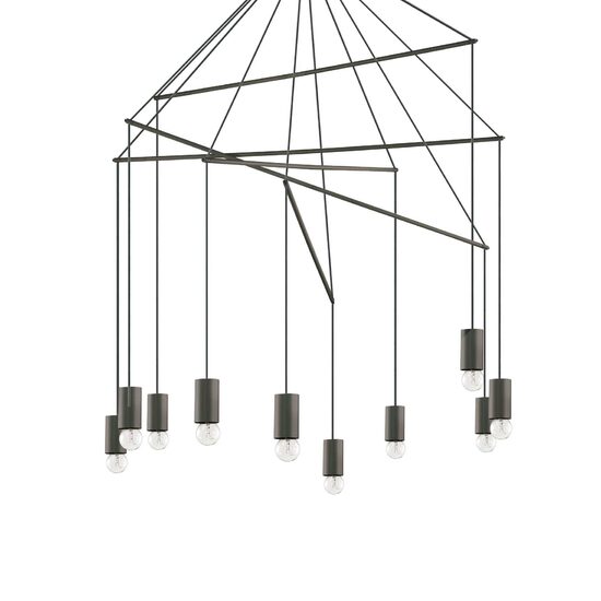 Lustra moderna neagra tije drepte suspendate 10xE27/60W, POP SP10 158860 Ideal Lux