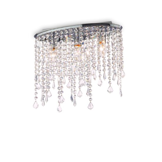 Plafoniera moderna cromata siraguri cristale 3xE14/40W, RAIN PL3 008370 Ideal Lux