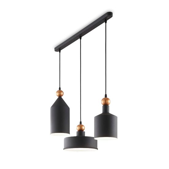 Lustra moderna neagra detaliu auriu 3xE27/42W, TRIADE SP3 194677 Ideal Lux