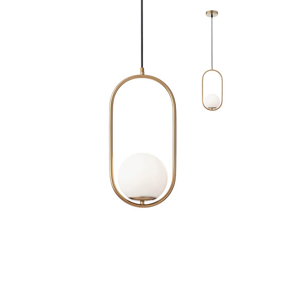 Lustra moderna auriu mat abajur sticla opal, NIVA 01-2624 Smarter