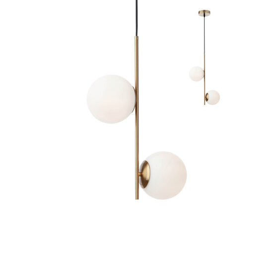 Lustra moderna auriu mat abajururi sticla opal, NIVA 01-2625 Smarter