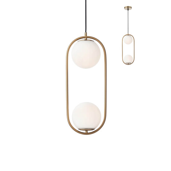 Lustra moderna auriu mat abajururi sticla opal, NIVA 01-2626 Smarter
