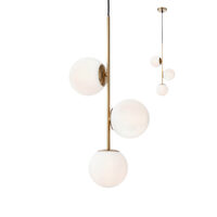 Lustra moderna auriu mat abajururi sticla opal, NIVA 01-2627 Smarter