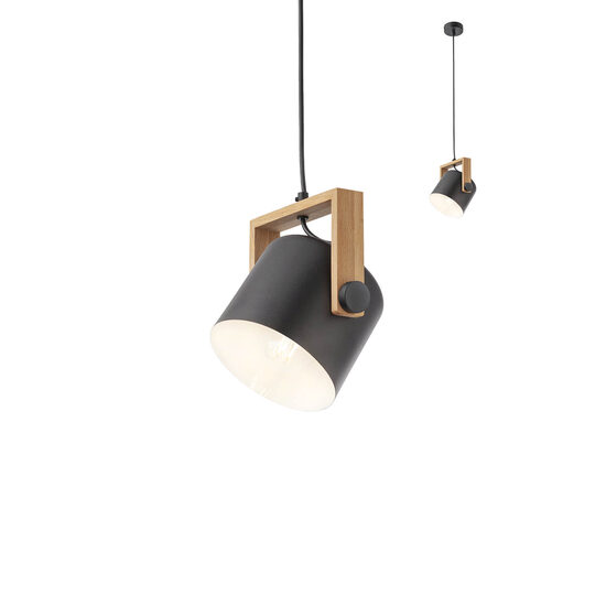 Lustra moderna negru mat lemn nature fag, POOH 01-2402 Smarter
