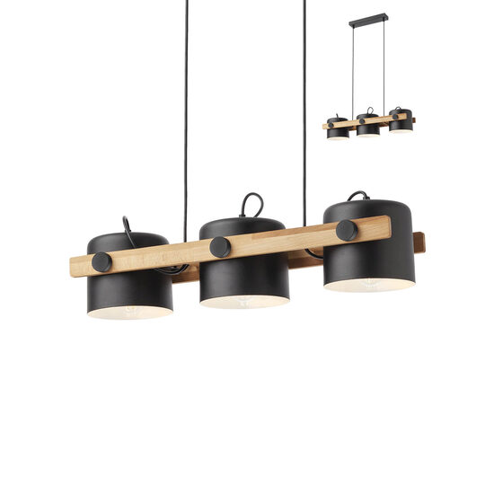Lustra moderna negru mat lemn nature fag, POOH 01-2403 Smarter