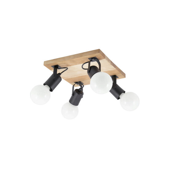 Plafoniera moderna negru mat lemn nature fag, TAFFI 01-2417 Smarter