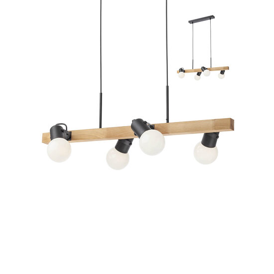 Lustra moderna negru mat lemn nature fag, TAFFI 01-2418 Smarter