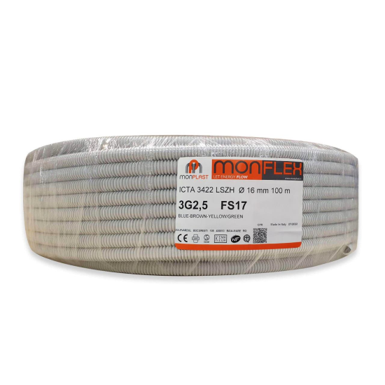 Tub flexibil precablat ignifug 3x2.5mmp (Myf) FS17, Monplast ICTA16