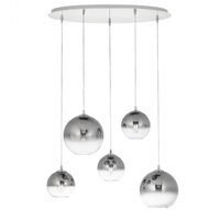 Lustra moderna cromata abajururi sticlă fumurie 5xE27/42W, Bowl 01-2079 Redo