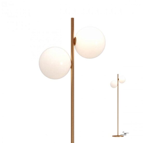 Lampadar modern bronz periat abajururi sticla 2xE27/42W, Talis 01-2651 Redo