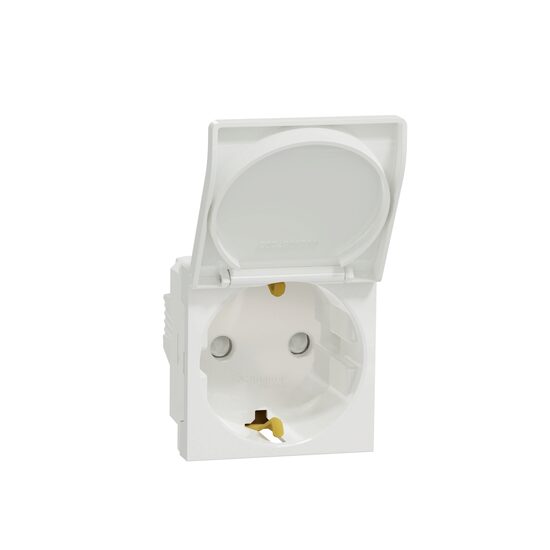 Priza 2P+E 16A, capac,obturatoare, alb NOUA UNICA Schneider Electric, NU303718TA