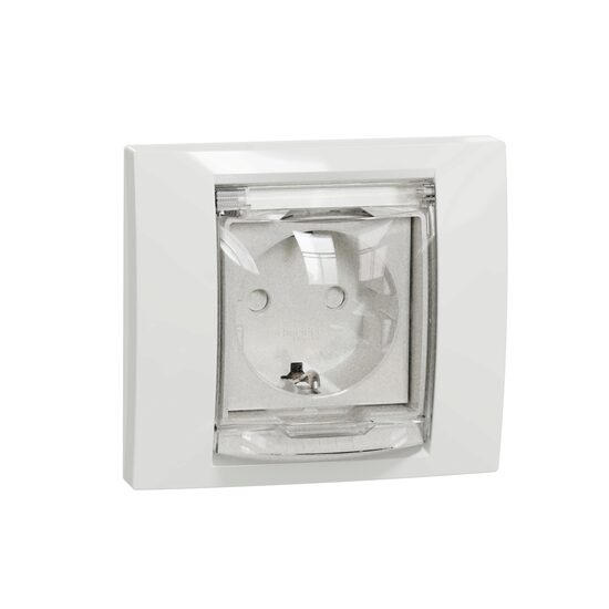 Priza 2P+E IP44 obturatoare+capac, alb NOUA UNICA Schneider Electric, NU003718