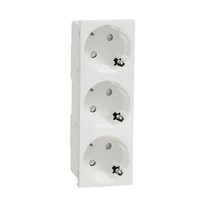 Priza tripla modulara 2P+E, fara surub, alb NOUA UNICA Schneider Electric, NU307618