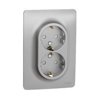 Priza dubla 2P+E 16A, aluminiu NOUA UNICA Schneider Electric, NU206730