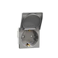 Priza 2P+E 16A, capac, obturatoare, aluminiu NOUA UNICA Schneider Electric, NU303730TA