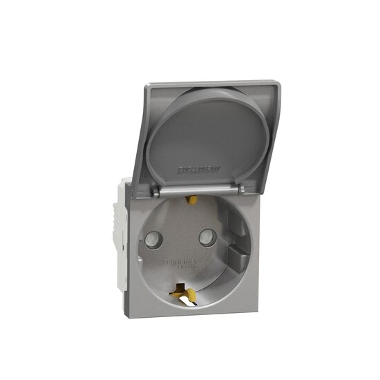 Priza 2P+E 16A, capac, obturatoare, aluminiu NOUA UNICA Schneider Electric, NU303730TA
