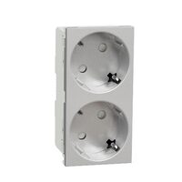 Priza dubla modulara 2P+E, fara surub, aluminiu NOUA UNICA Schneider Electric, NU306630