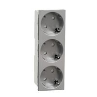 Priza tripla modulara 2P+E, fara surub, aluminiu NOUA UNICA Schneider Electric, NU307630