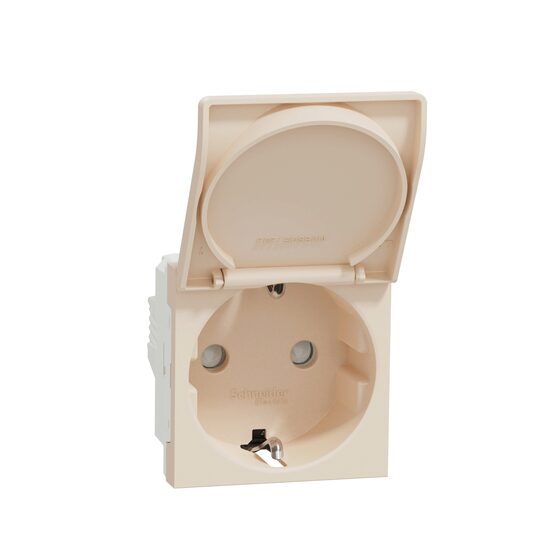 Priza 2P+E 16A, capac, obturatoare, bej NOUA UNICA Schneider Electric, NU303744TA