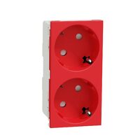 Priza dubla modulara 2P+E, fara surub, rosu NOUA UNICA Schneider Electric, NU306603