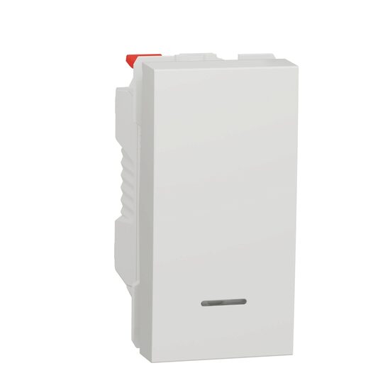 Intrerupator revenire alb 10A 1m indicator luminos NOUA UNICA Schneider Electric, NU310618N