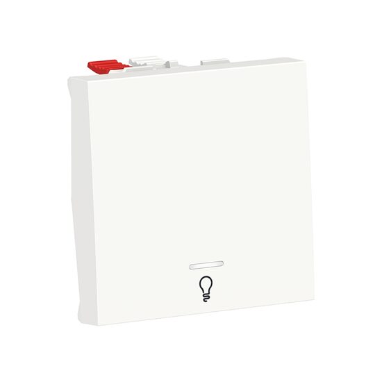 Intrerupator revenire 10A 2m simbol lumina indicator luminos alb NOUA UNICA Schneider Electric, NU320618LN
