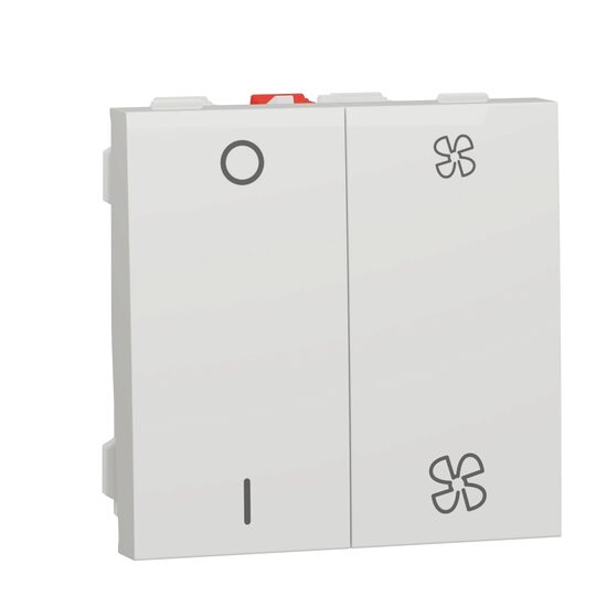 Selector turatie ventilator+intreupator O/I, 2 viteze 10A, 2m, alb NOUA UNICA Schneider Electric, NU321418