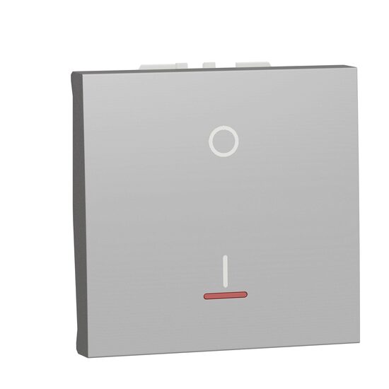 Intrerupator bipolar 16A indicator luminos 2m, surub, aluminiu NOUA UNICA Schneider Electric, NU326230S