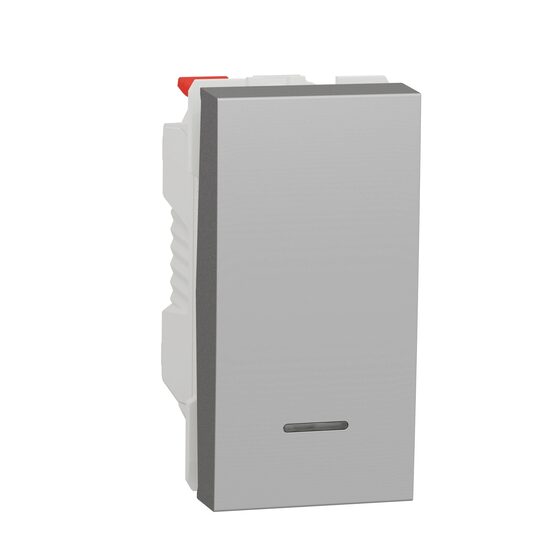 Intrerupator revenire aluminiu 10A 1m indicator luminos NOUA UNICA Schneider Electric, NU310630N