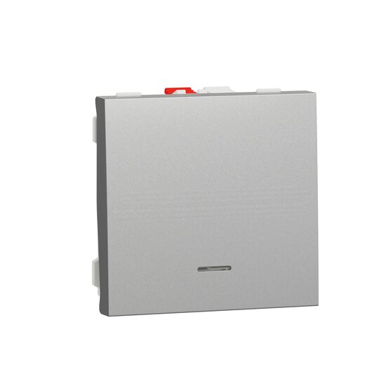 Intrerupator revenire 10A 2m indicator luminos,alu NOUA UNICA Schneider Electric, NU320630N