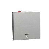 Intrerupator revenire 10A 2m simbol lumina indicator luminos, aluminiu NOUA UNICA Schneider Electric, NU320630LN