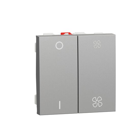 Selector turatie ventilator+intreupator O/I, 2 viteze 10A, 2m, aluminiu NOUA UNICA Schneider Electric, NU321430
