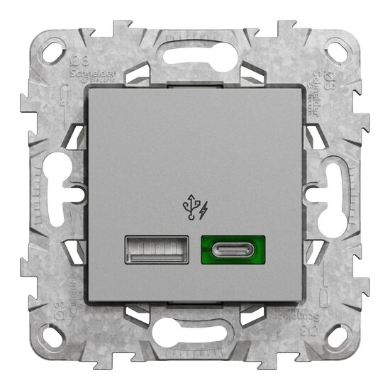 Noua Unica, Incarcator rapid USB dublu A+C 45W, aluminiu NOUA UNICA Schenider Electric, NU501330
