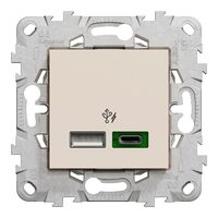 Noua Unica, Incarcator rapid USB dublu A+C 45W, bej NOUA UNICA Schenider Electric, NU501344