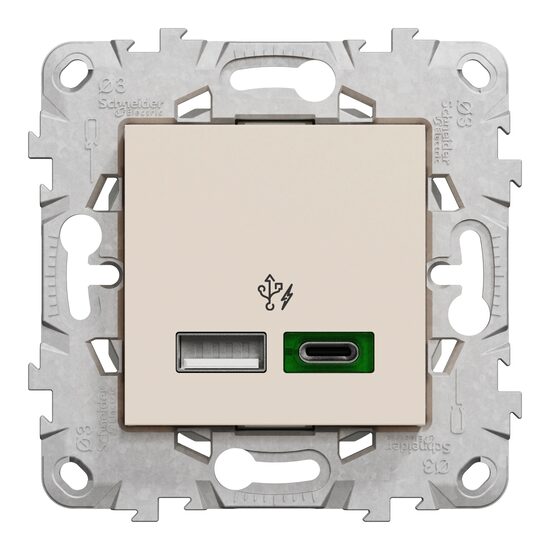 Noua Unica, Incarcator rapid USB dublu A+C 45W, bej NOUA UNICA Schenider Electric, NU501344