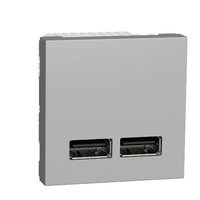 Noua Unica, Priza dubla incarcare USB 1A 2m aluminiu NOUA UNICA Schenider Electric, NU341830