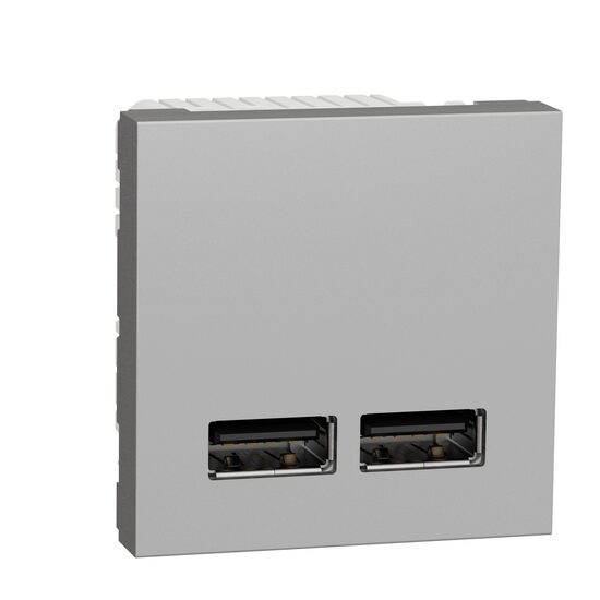 Noua Unica, Priza dubla incarcare USB 1A 2m aluminiu NOUA UNICA Schenider Electric, NU341830