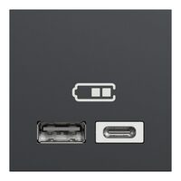Noua Unica, Priza dubla incarcare USB 2.0 2m A+C antracit NOUA UNICA Schenider Electric, NU301854