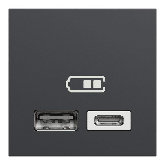 Noua Unica, Priza dubla incarcare USB 2.0 2m A+C antracit NOUA UNICA Schenider Electric, NU301854