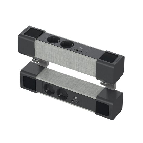 Unitate de birou modulara dubla 2 x priza 2P+E + USB A/C, antracit/gri, montaj aparent UNICA SYSTEM+ Schneider Electric, INS44401