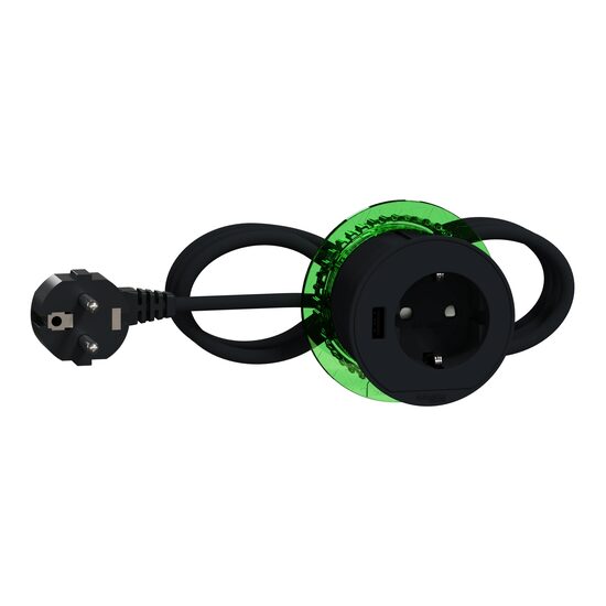Unitate de birou XS cu priza standard german si USB tip A, antracit, montaj incastrat UNICA SYSTEM+ Schneider Electric, INS44005