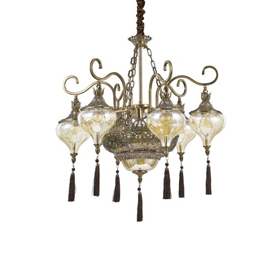 Candelabru clasic abajururi sticla 9xE27/42W, Harem SP9 116006 Ideal Lux