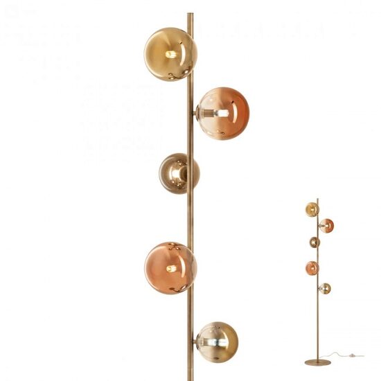 Lampadar modern Roy alama patinata abajururi sticla Pyrex 5xG9/50W, 01-2785 Redo