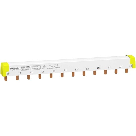 Auxiliare - Pieptene 3L+N, inclinare 18 mm, 12 module, 100 A, Acti9 Schneider Electric, A9XPH412