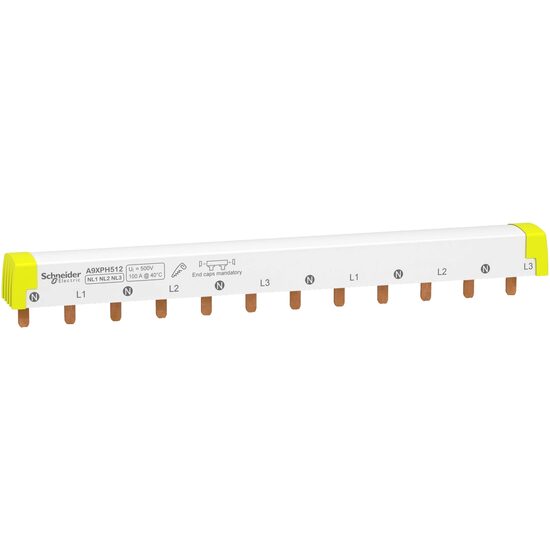 Auxiliare - Pieptene 3L+N echilibrat, inclinare 18 mm, 12 module, 100 A, Acti9 Schneider Electric, A9XPH512