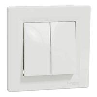 Intrerupator dublu, alb, 10AX, fara surub, Asfora Schneider Electric, EPH0300121