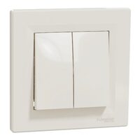 Intrerupator dublu, crem, 10AX, fara surub, Asfora Schneider Electric, EPH0300123