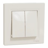 Intrerupator dublu cap scara, crem, 10A, fara surub, Asfora Schneider Electric, EPH0600123